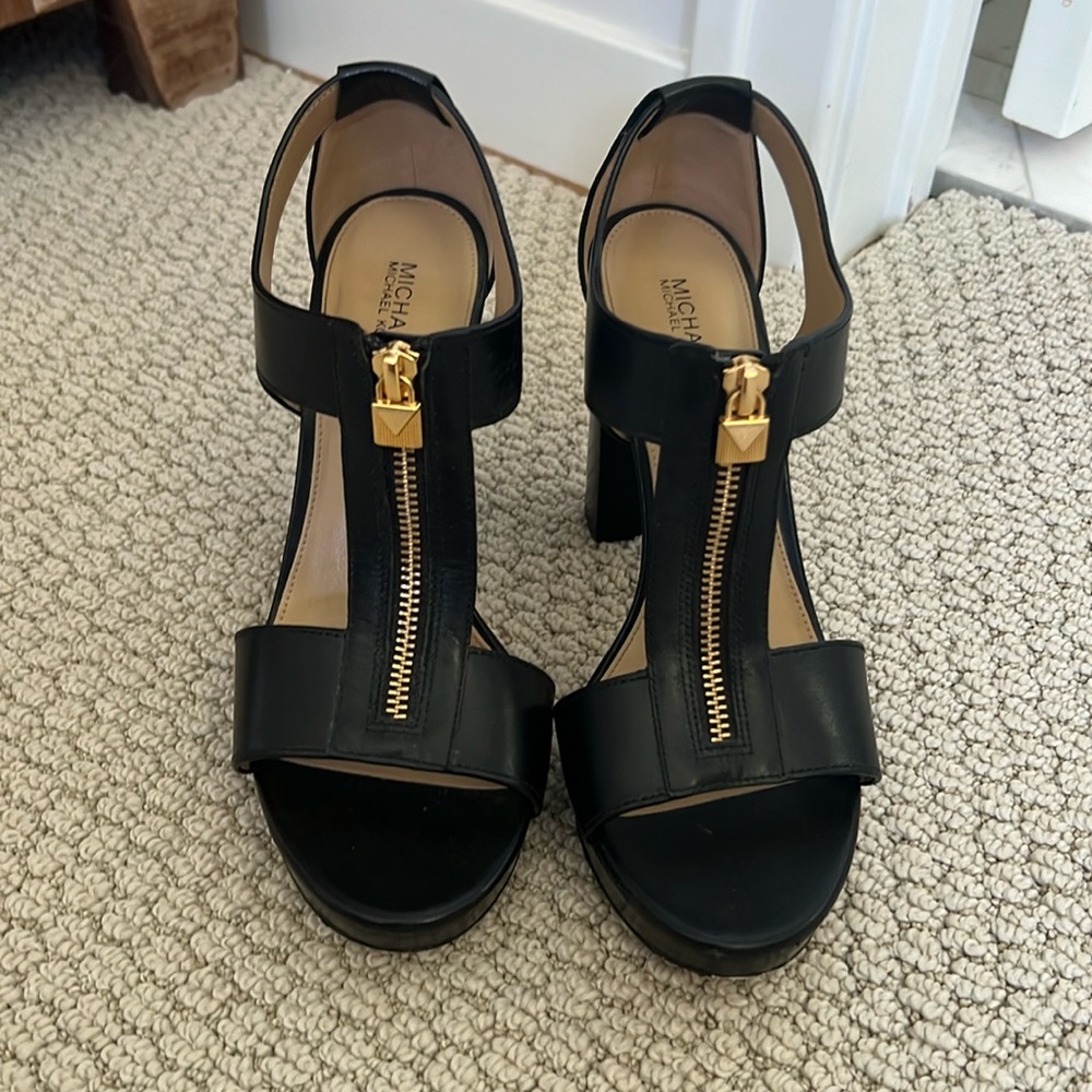 Michael Kors Leather Block Heels Sandal